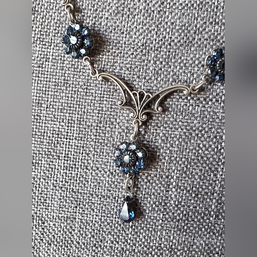 Vintage Blue Crystal Necklace